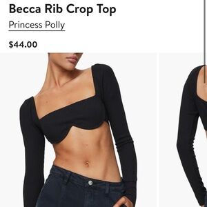 Princess Polly Black Ribbed Bustier Crop Top